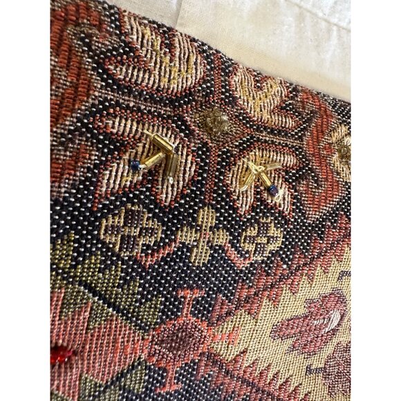 6 VTG Pier One Tapestry Moroccain Placemats Multicolor Beaded Bohemian Table Top - Picture 8 of 15